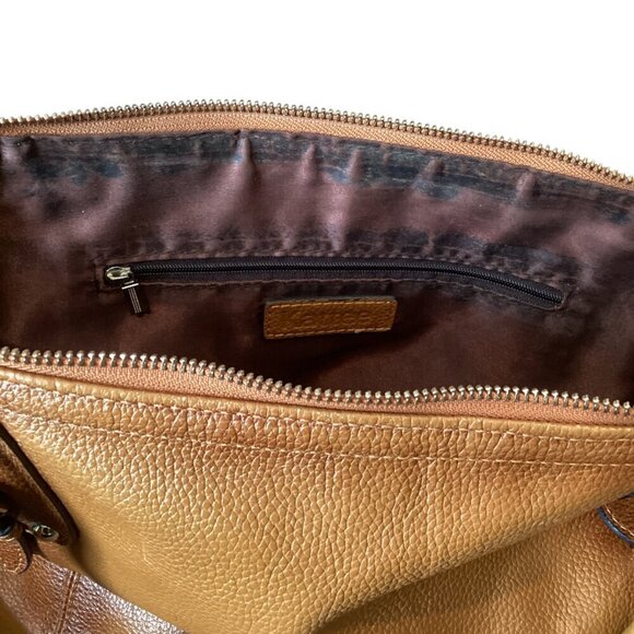 KATTEE Sorrel Brown Pebbled Leather Satchel Top Handle Bag Large #324A - Picture 6 of 13